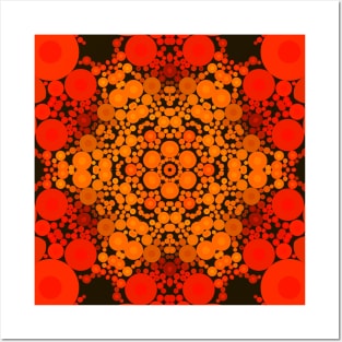 Dot Mandala Flower Orange and Black Posters and Art